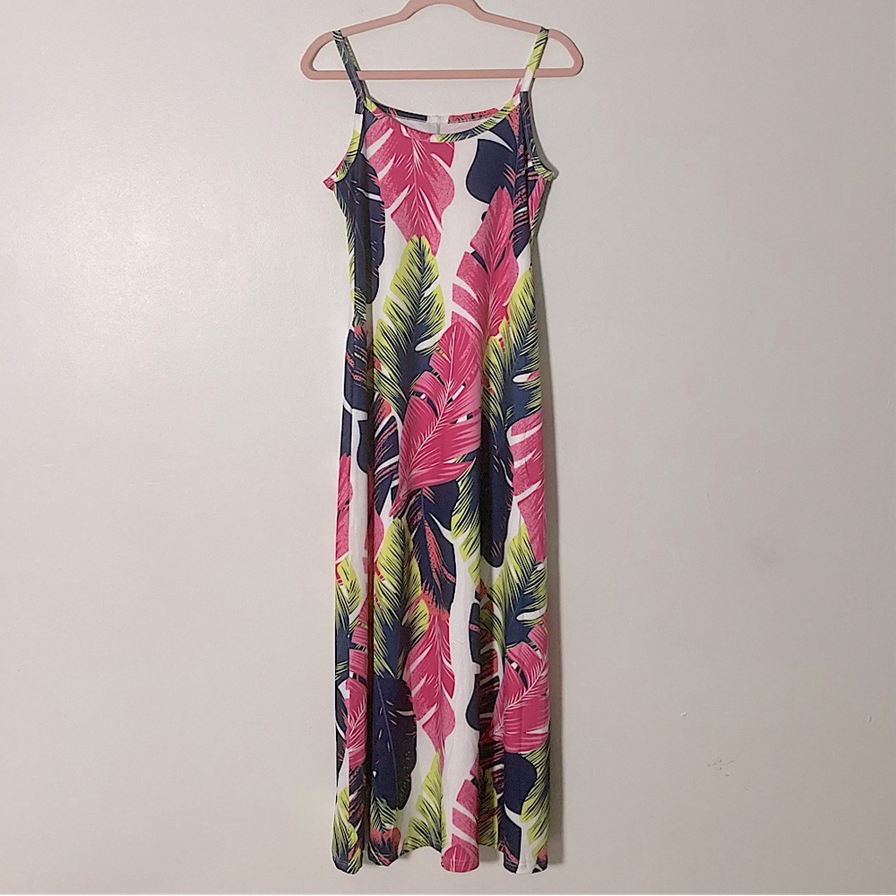 SHEIN Colorful Tropical Leaf Print Sleeveless Maxi Dress Size 4